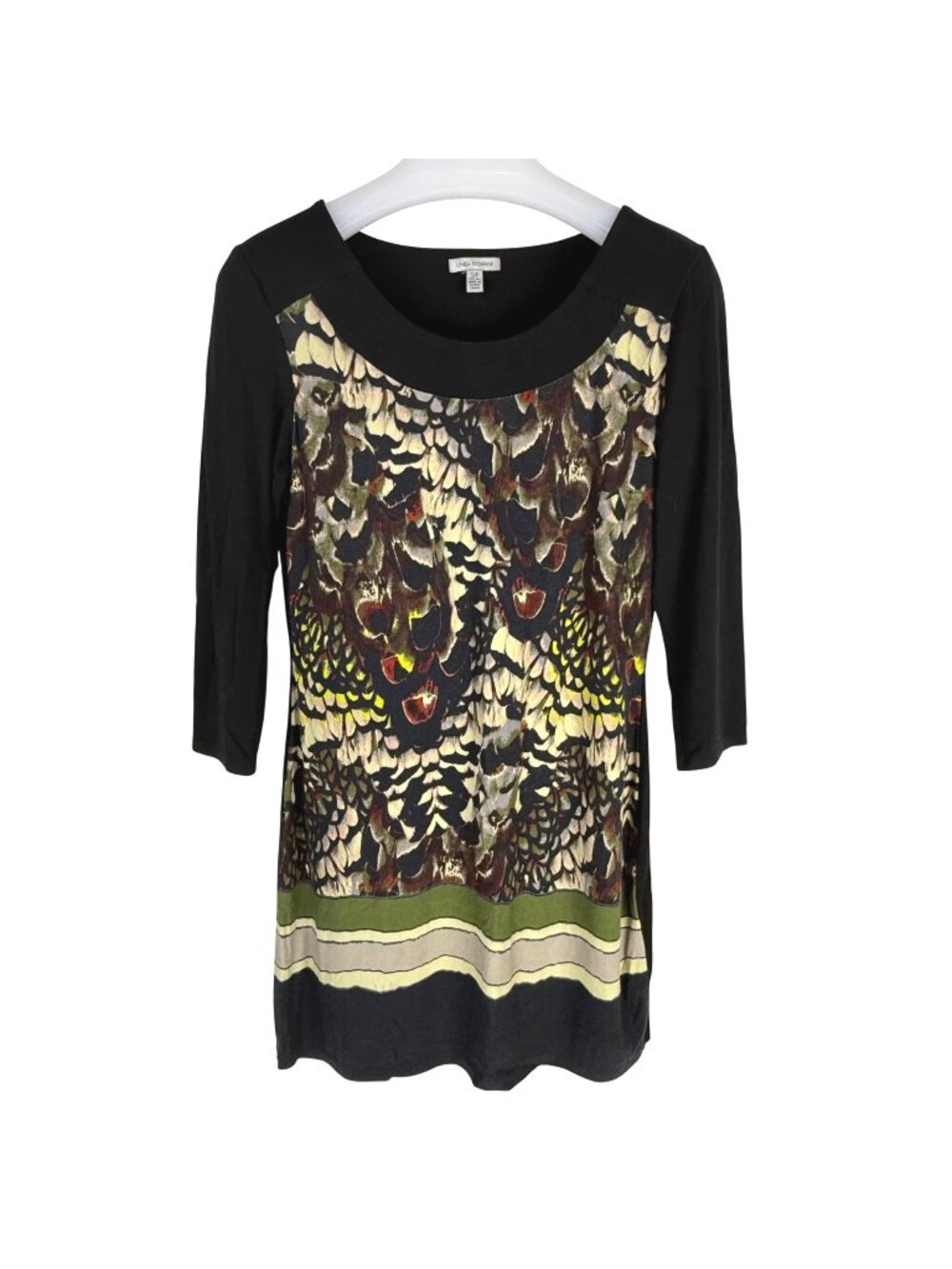 Linea Domani Sheath Dress Tunic Scoop-Neck 3/4-Sleeve Abstract Multicolor Print
